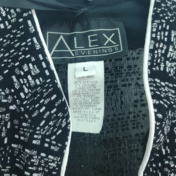 Alex Evenings Womens Black Abstract Long Sleeve Open Front Jacket Size Large - Picture 5 of 12